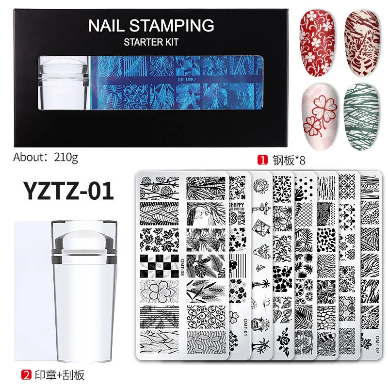 

9Pcs/Set Nail Stamping Plate Flower Leaf Geometry Stamp Template Nail Image Plate Stencil DIY Printing Stainless Steel Tools
