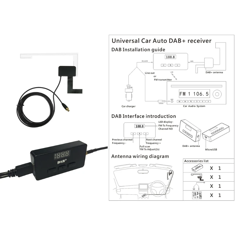 

Auto Radio Aerial Antenna Cable USB Car DAB Antenna Digital Broadcast DAB + Radio Box Receiver Adapter Car Radio Stereo Player