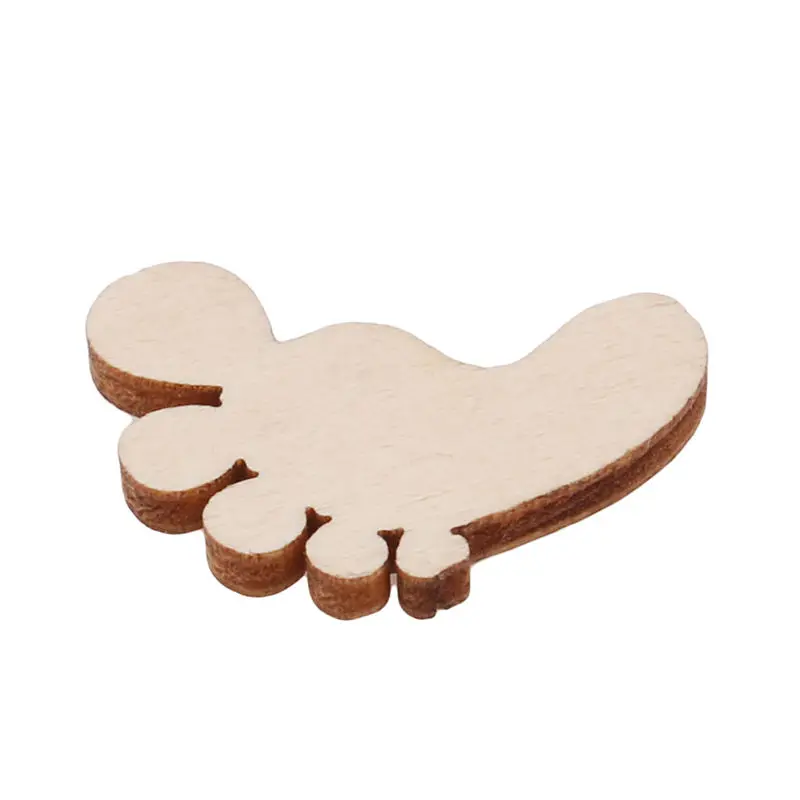 Hot Sell 50pcs Wood Blanks Footprint Wooden Crafts Embellishments Scrapbooking Card Baby Shower DIY Craft Supplies | Дом и сад