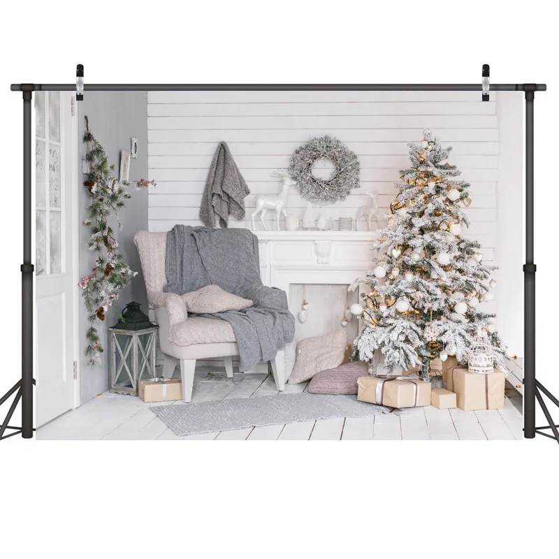 

Photography Backdrop Vinyl Christmas Tree Snow Fireplace Newborn Photography Prop Portrait Background Decoration Photostudio
