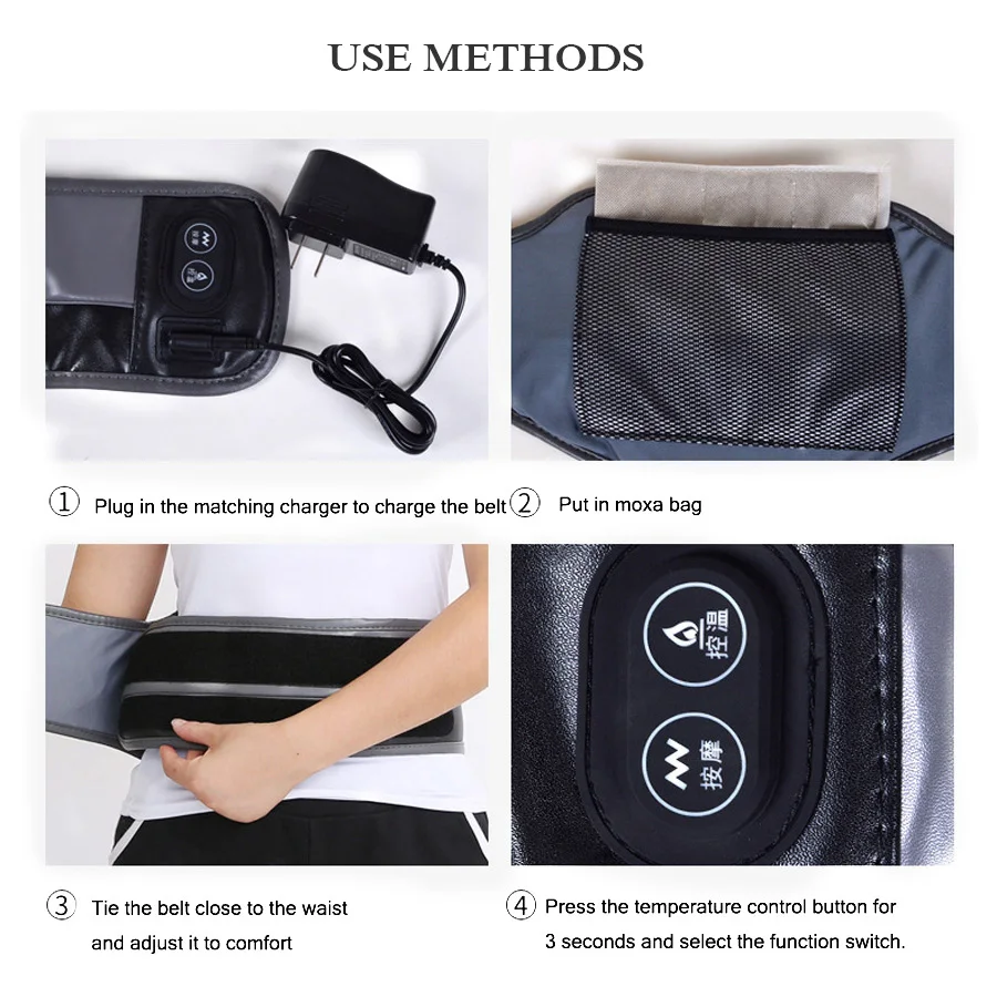 

Electric Heating massage belt Far Infrared Hot Compress Therapy Waist Belt for Lower Back Lumbar Pain Stress Relief Women Men