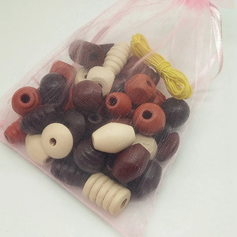 

DIY Handmade Beaded Children Amblyopia Training Environmental Protection Color Mixed Wood Early Education Puzzle