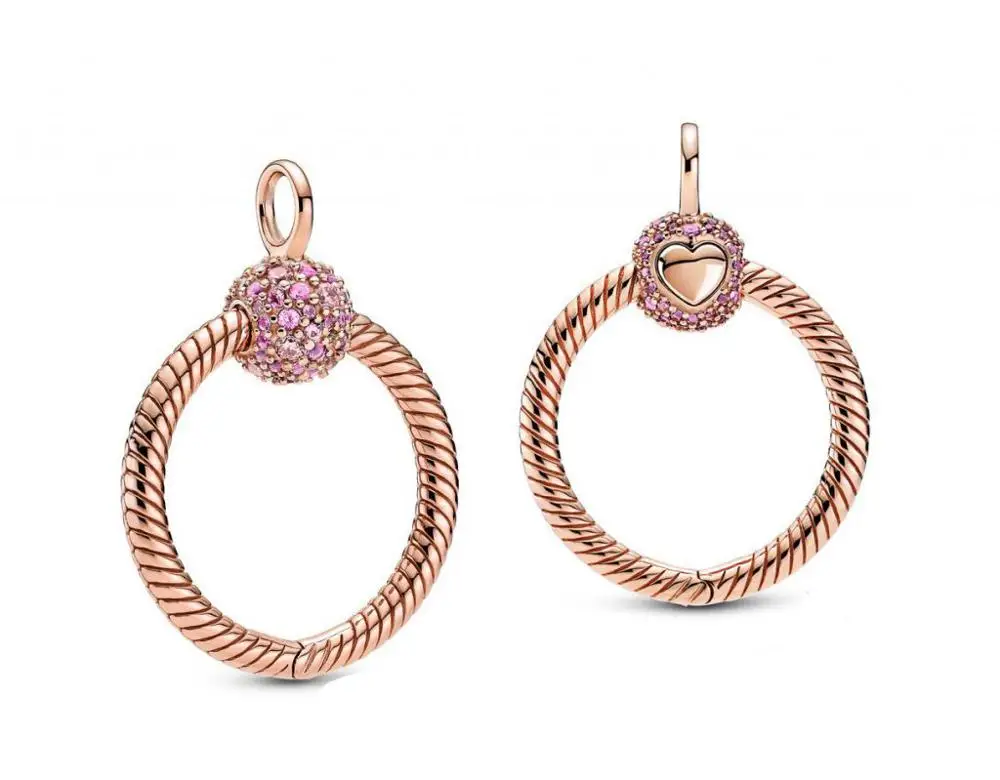 Шарм-Подвеска для женщин из серебра 925 пробы розового золота с О-образным