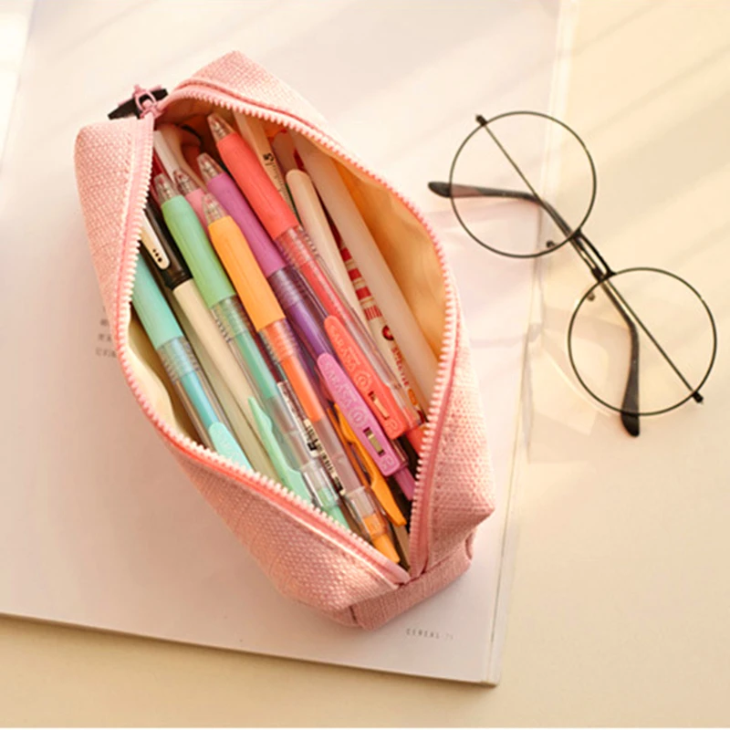 Пеналы корейские Канцтовары Холщовый пенал кавайная большая сумка школьные