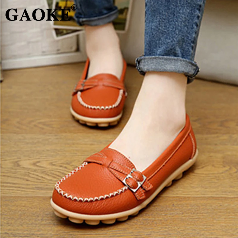

2019 Women PU Leather Flat Shoes Mother Shoes Woman Slip On Loafers Comfy Ballet Shoes zapatillas mujer Big Size 35-42