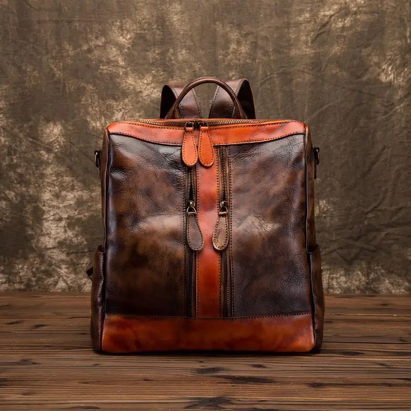 

Женский рюкзак из натуральной кожи, ранец для учеников и школьников, Дамская дорожная сумка для ноутбука, деловая рабочая сумка для девочек-...