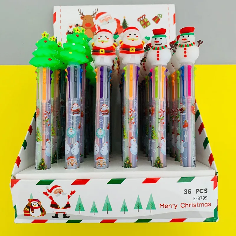 

Christmas Santa Claus 6 colors ballpoint pen kawaii xmas tree signature pen rollerball pen School office Supply kids stationery