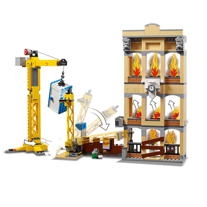 

IN STOCK NO BOX 40018 city series fire rescue team building block toys children's gift support drop shipping 1056PCS