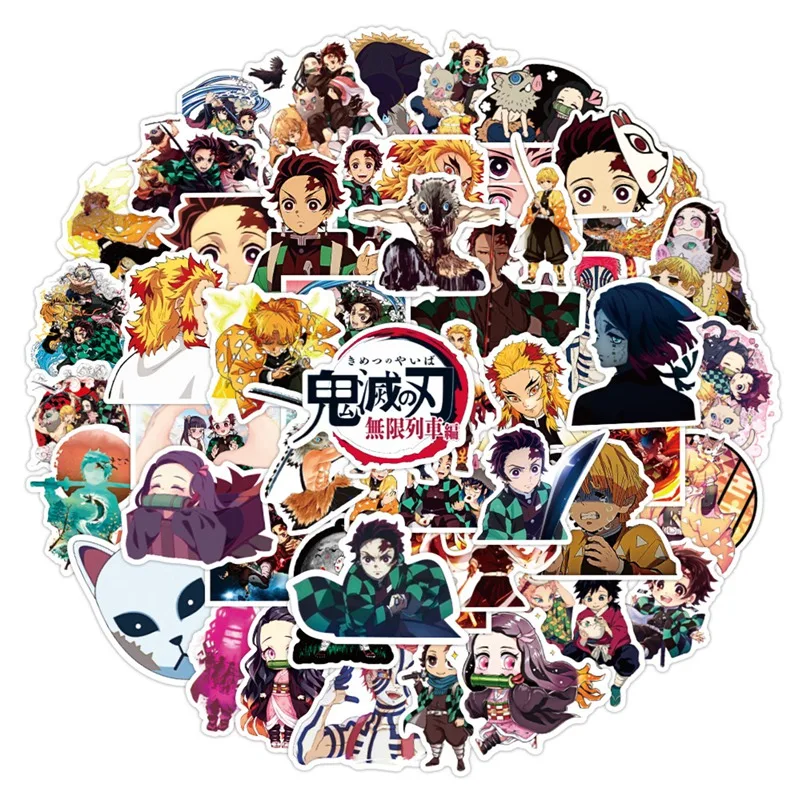 

50pcs Anime Kimetsu no Yaiba: Mugen Ressha-hen Graffiti Sticker Scrapbook Decor PVC Stationery Stickers School Office Supply