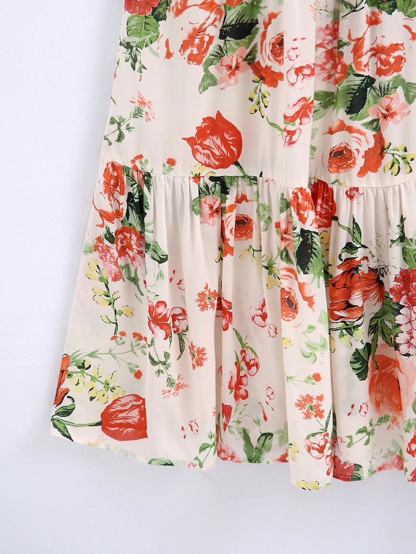 

Jastie Bohemian Women's Dress 2021 Floral Print Round Neck Long Sleeve Ruffled Pleated Skirt Dress Summer Beach Prom Midi Dress