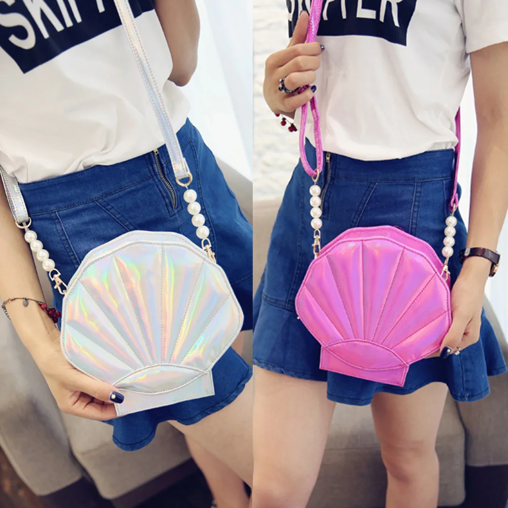 

Summer Fashion Women Sweet Seashell Shaped Pearl Cross Body Bag Shell Shoulder Bag Clutch Bag Girls Messenger Handbag