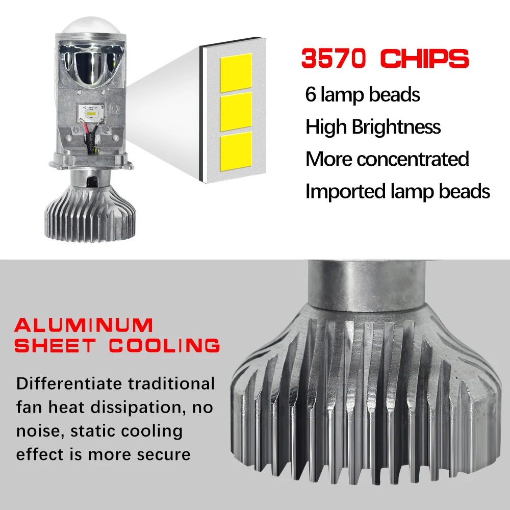 Автомобильные светодиодсветодиодный лампы H4 для фар чип CSP мини-объектив
