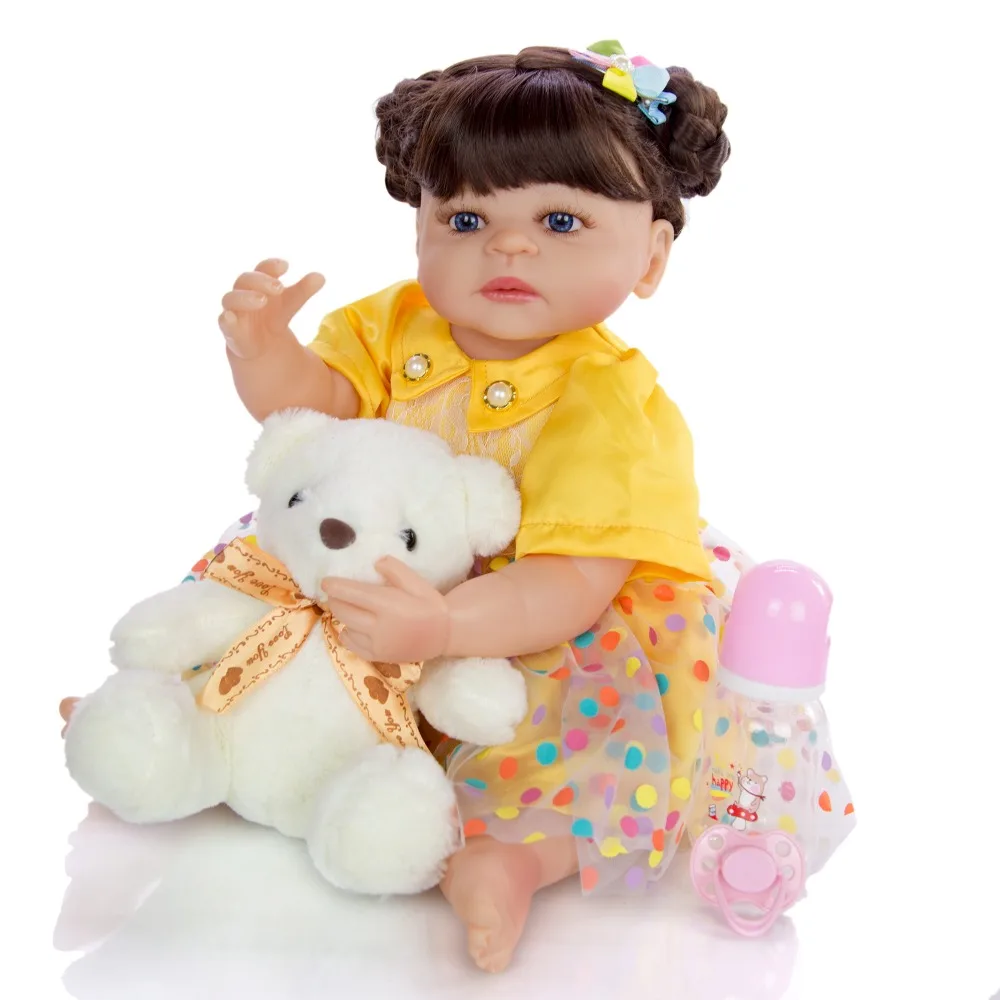 55cm Silicone Vinyl Lifelike Baby Realistic Reborn Dolls Girl Alive Doll with fashion skirt girls toy for children Gifts babies | Игрушки и