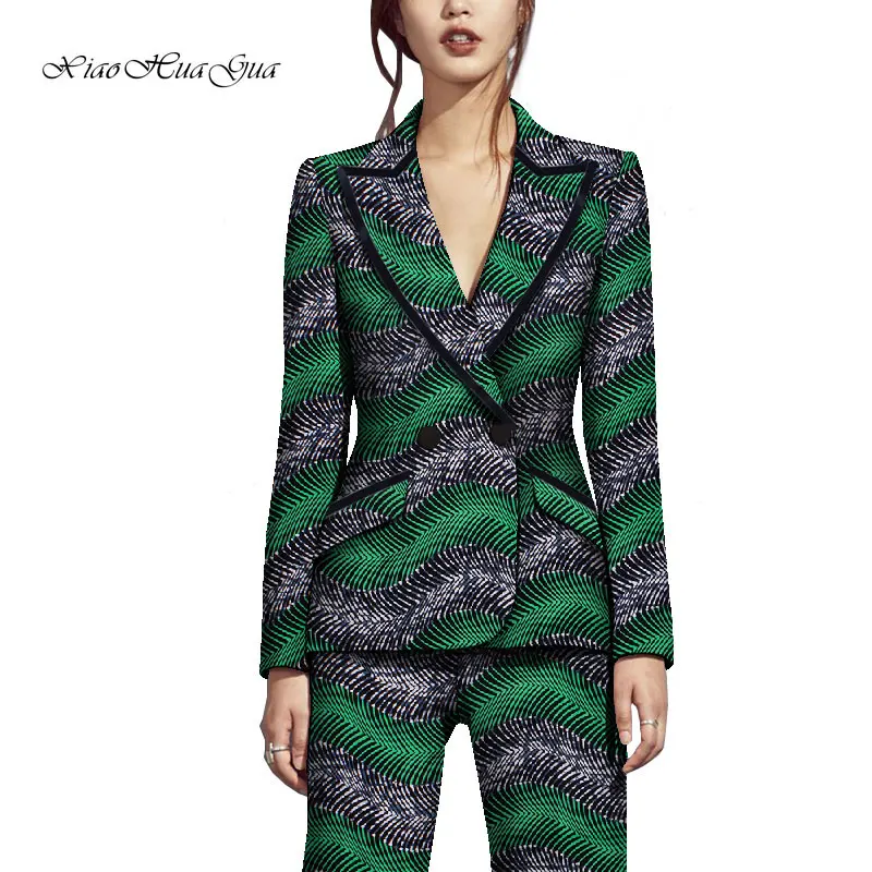 Fashion 2 Pieces Set African Clothes for Women African Pants Set Blazer Coat and Long Pants Suits Women African Clothing WY8845