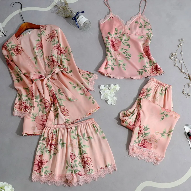 Пижамный комплект V-образная Пижама 5 шт. свадебная Ночная одежда для невесты