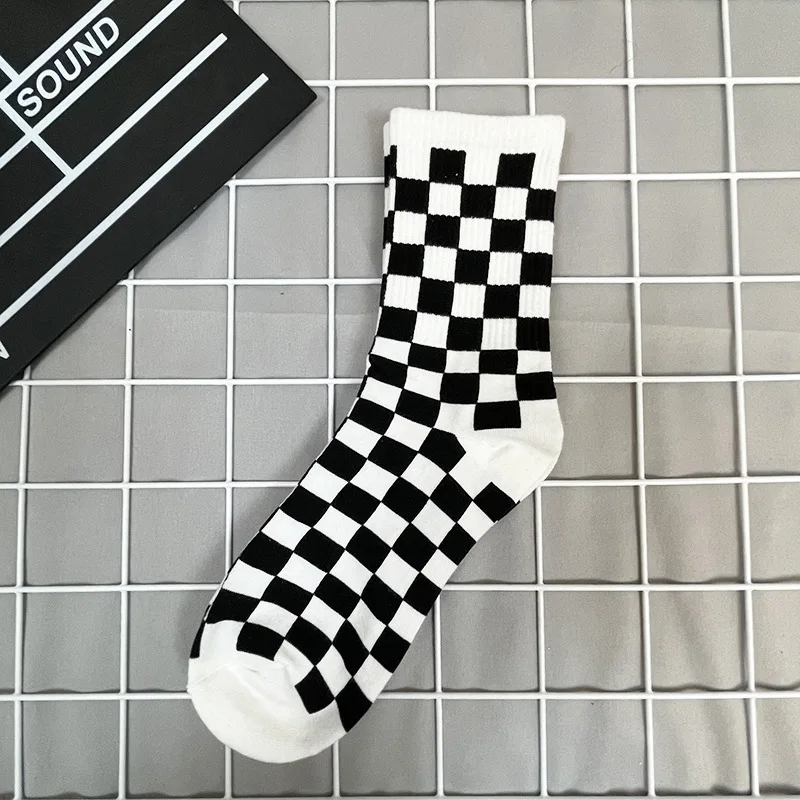 Socks Funky Harajuku Mens Checkerboard Geometric Checkered Men Hip Hop Cotton Streetwear Novelty Gift for Man | Мужская одежда