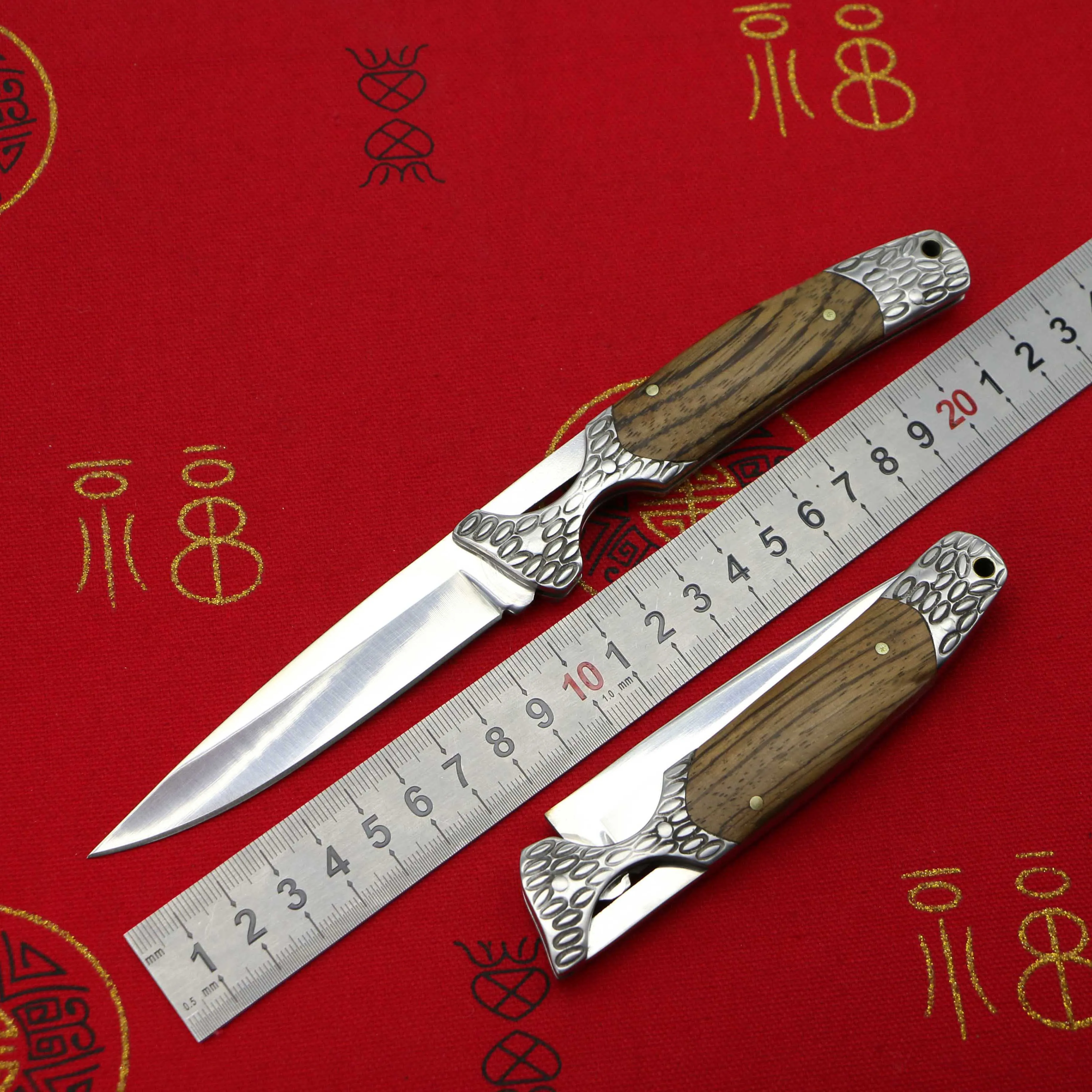 LOVOCOO 440C стальное лезвие голова + под зебру деревянная ручка складной нож Открытый