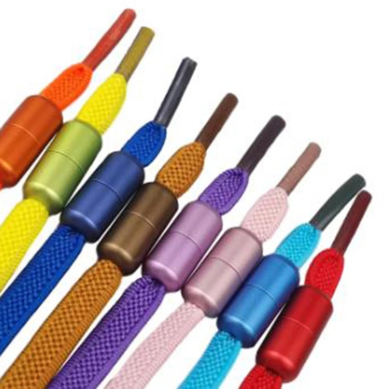

New 1Pair No Tie Shoelace New Aluminum Metal Lock Shoelaces Elastic Shoe Laces
