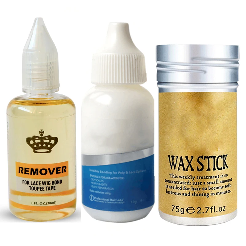 

Wig Glue for Front Lace Wig Waterproof Hair Bonding Glue +Hair Wax Stick for Wig Edge Control Gel Stick+Wig Adhesive Remover