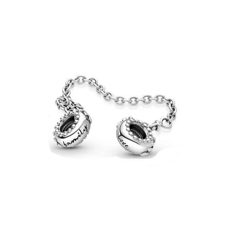 

2021 Valentine's Day New Style 925 Sterling Silver Charms Beads Safety Chain Heart fit Original Pandora Bracelet Silver Jewelry