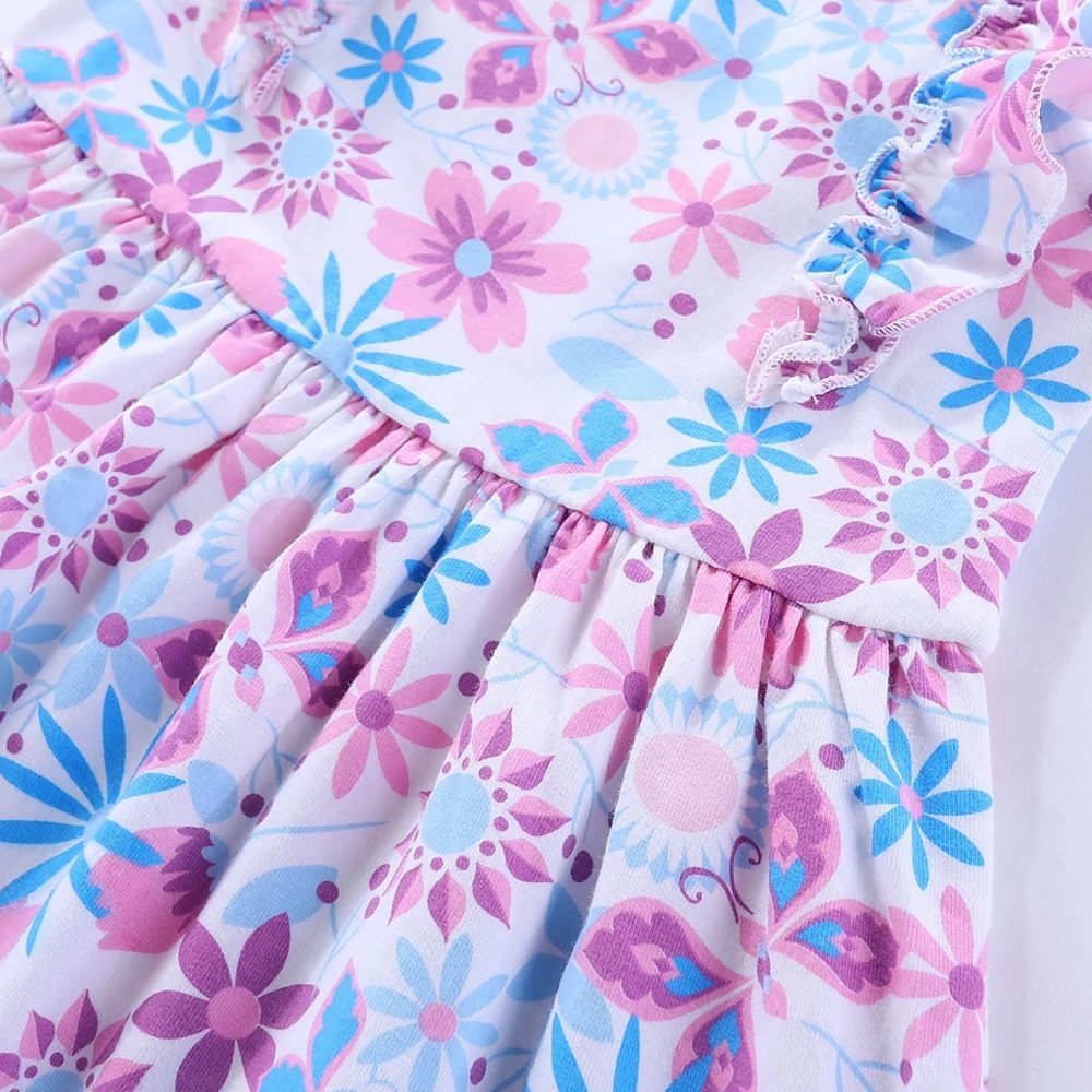 Летнее плиссированное платье с круглым вырезом и цветочным принтом | Детская