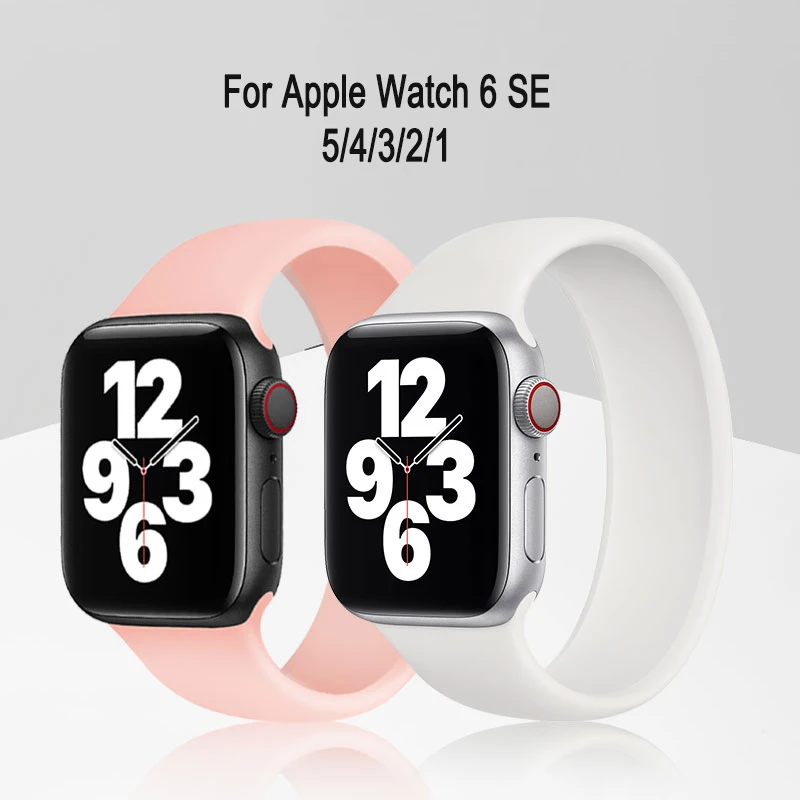 

Ремешок силиконовый для Apple Watch Series 5 6 SE, эластичный браслет для соло iWatch Series 4/3/2/1 42 мм 38 мм, 40 мм 44 мм
