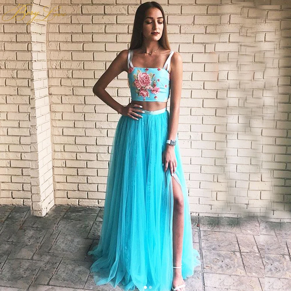 

Женское вечернее платье с разрезом, синее атласное платье на бретелях, модель 2020 года