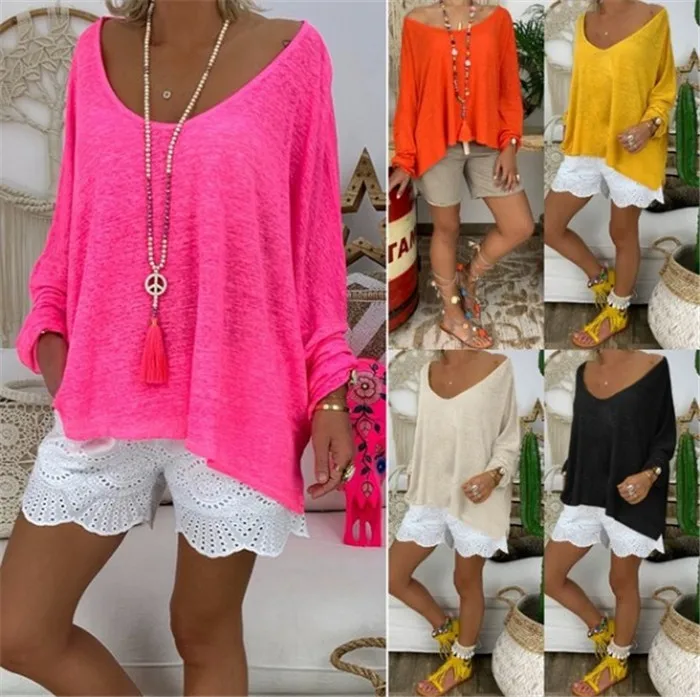 Женская футболка новинка 2019 однотонная Свободная Повседневная Корейская одежда