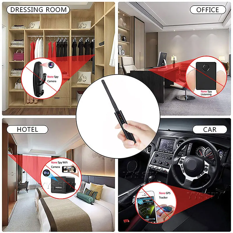 personal alarm anti spy hidden camera detector pen rf signal gsm bug scan wireless cam mobile phone signal gps locator finder free global shipping