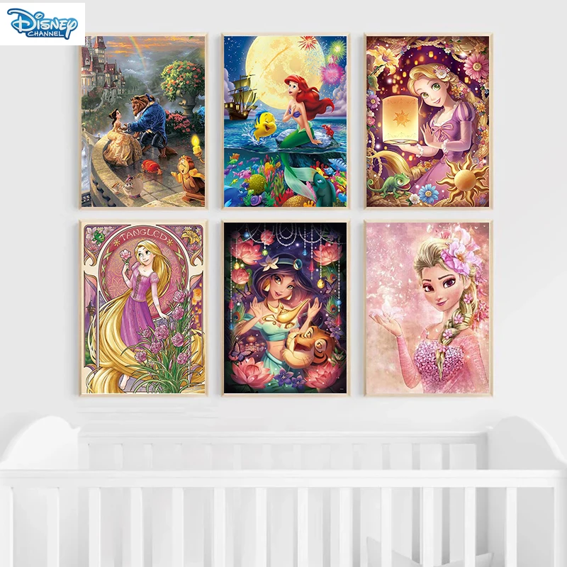 

Canvas Painting Disney Cartoon Anime Mermaid Rapunzel and Posters and Prints Wall Art Pictures for Room Home Decoration