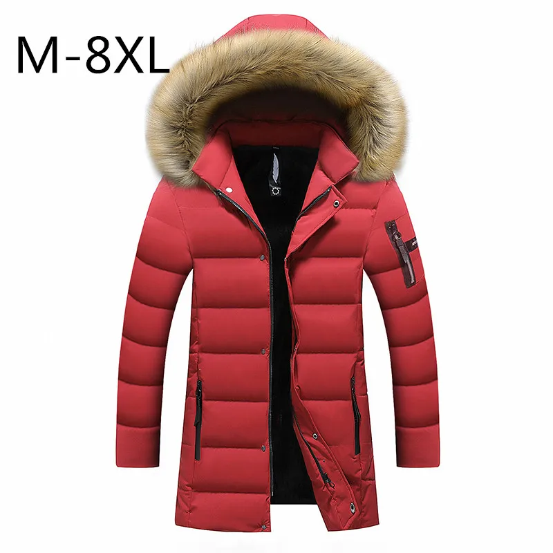

2021 Autumn and Winter Plus Velvet Big Cotton Jacket Men's Mid-Length Hooded Cotton Jacket Tide Warm Cotton Jacket Men's