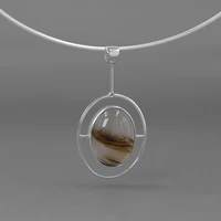inature natural landscape agate stone 925 sterling silver chain pendant choker necklace for women men jewelry gift