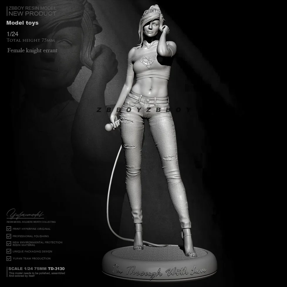 

75mm 1/24 Resin model kits figure beauty colorless and self-assembled TD-3130