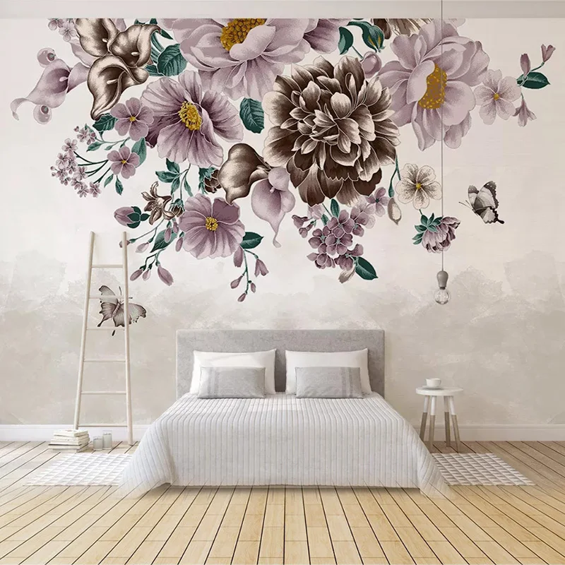 Пользовательские фото обои 3D Роза Наклейка на стену с бабочками гостиная спальня