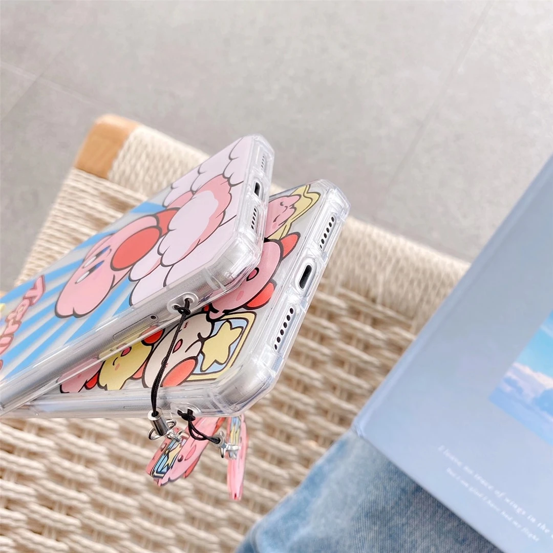 

Cute Cartoon Classic Game Kirby Star Allies Phone Case for IPhone 7 8 Plus 11 12 Pro X XS MAX XR Soft Clear case with Ornament