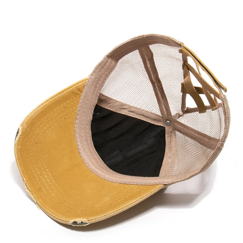 

Spring and Summer Ponytail Retro Cap Old Cowboy Baseball Cap Edging Ponytail Back Opening Cap