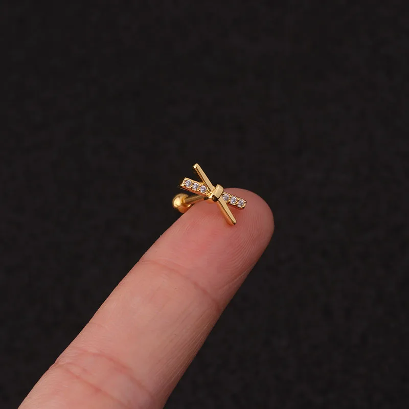 Серьга-гвоздик Sellsets из нержавеющей стали с фианитом 1 шт. 2x6x3 мм 16 г | Украшения и