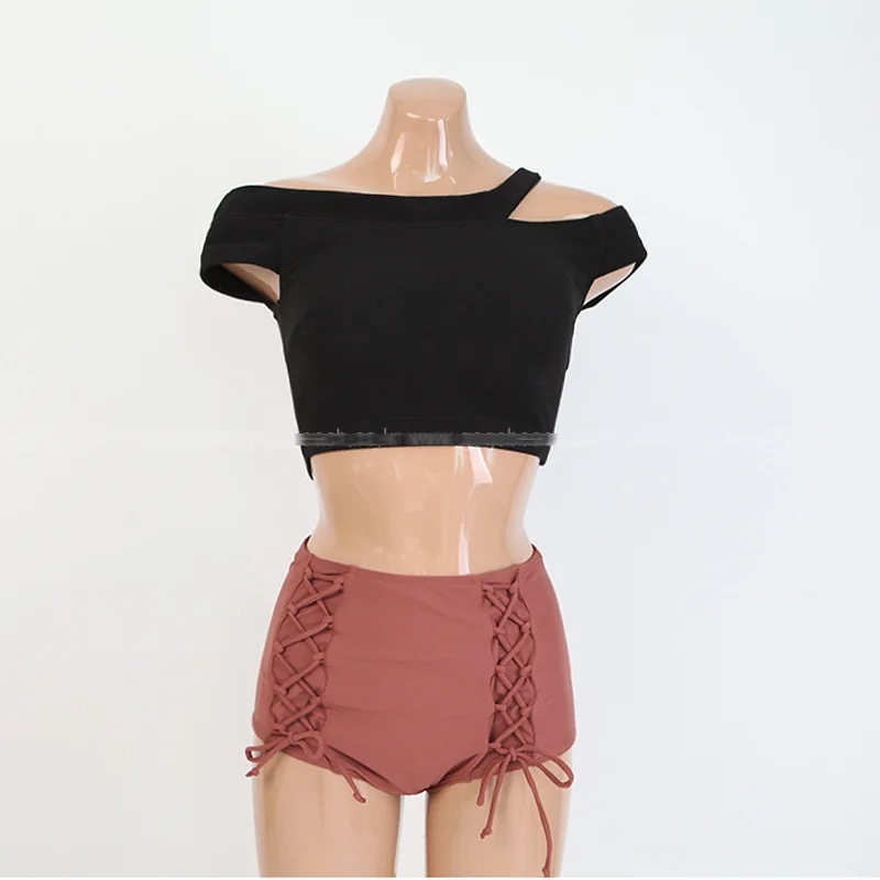 

Tankini Women Swimsuit Woman Two Piece Swimwear Brazilian Bikini For Girls Separate 2020 New Split Female Solid Polyester