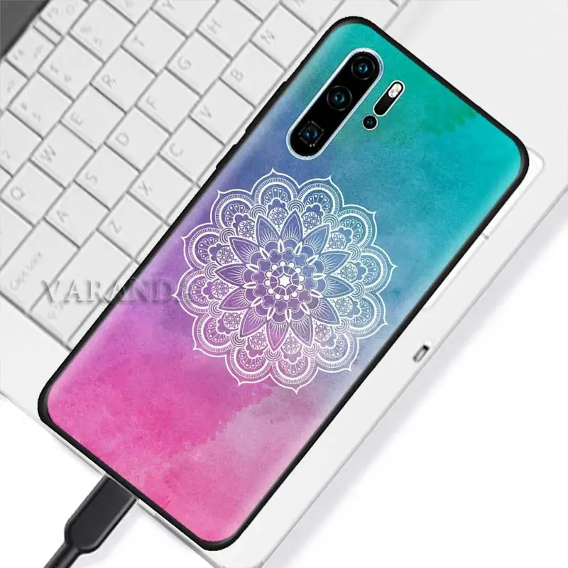 Mandala Chakra Yoga Cases for Huawei P20 P30 Pro P40 Lite E P Smart 2021 S Z 2019 Shell Black Silicone Phone Covers