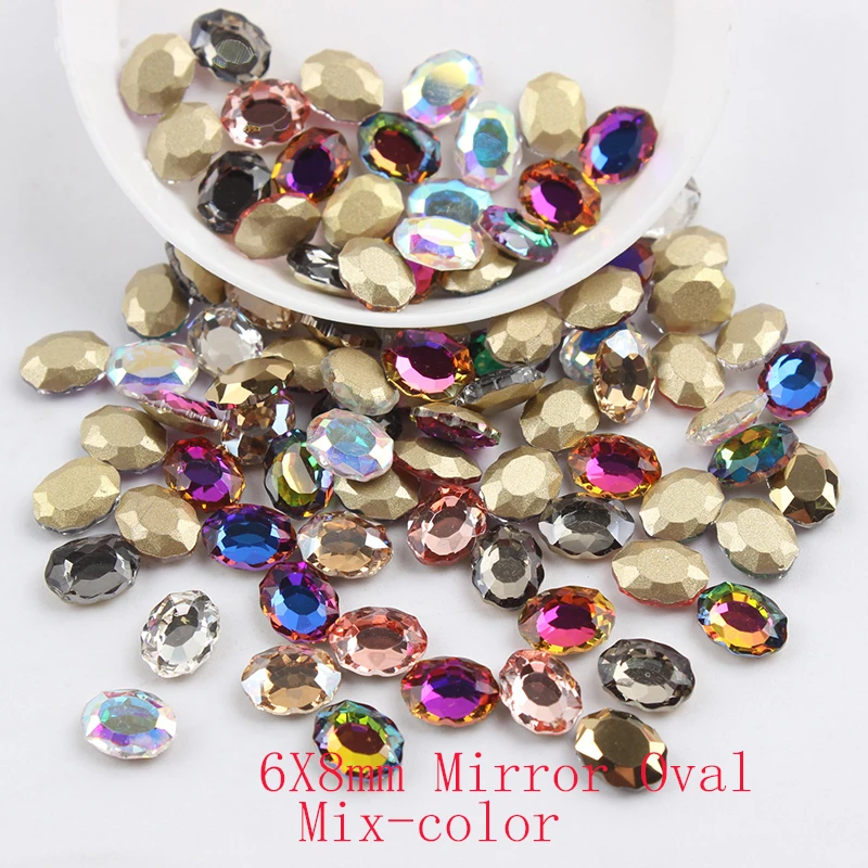 Искусственное зеркало 6x8 мм/8x10 мм Стразы для дизайна ногтей 13 цветов Необычные