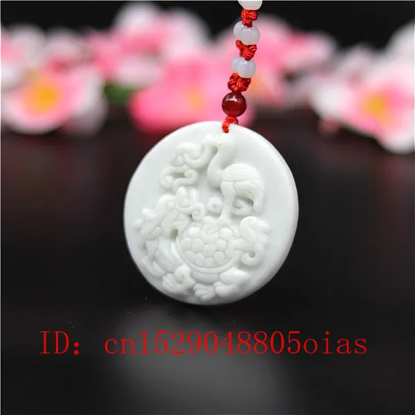 Ожерелье из натурального белого фарфора с кулоном в виде дракона и черепахи