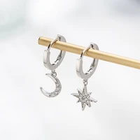 dominated new 2019 contracted asymmetric crystal star fashion drop earrings delicate joker moon style women earrings jewelry