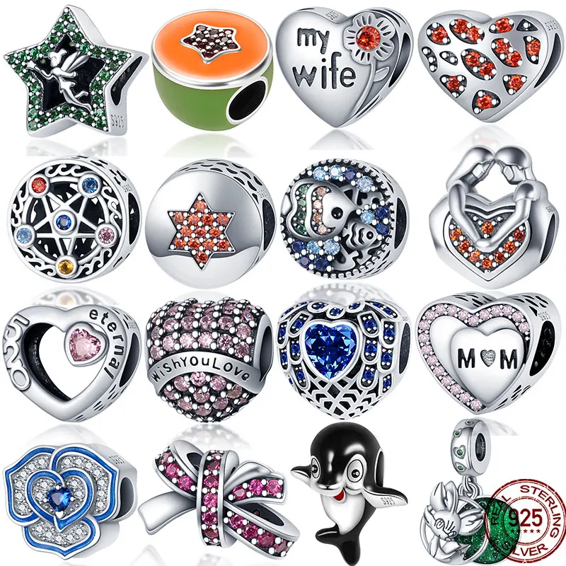 

Женские Шармы и бусины из серебра 925 пробы с фианитами, подходят для оригинального браслета 3 мм, Подарочные ювелирные украшения на день рожд...