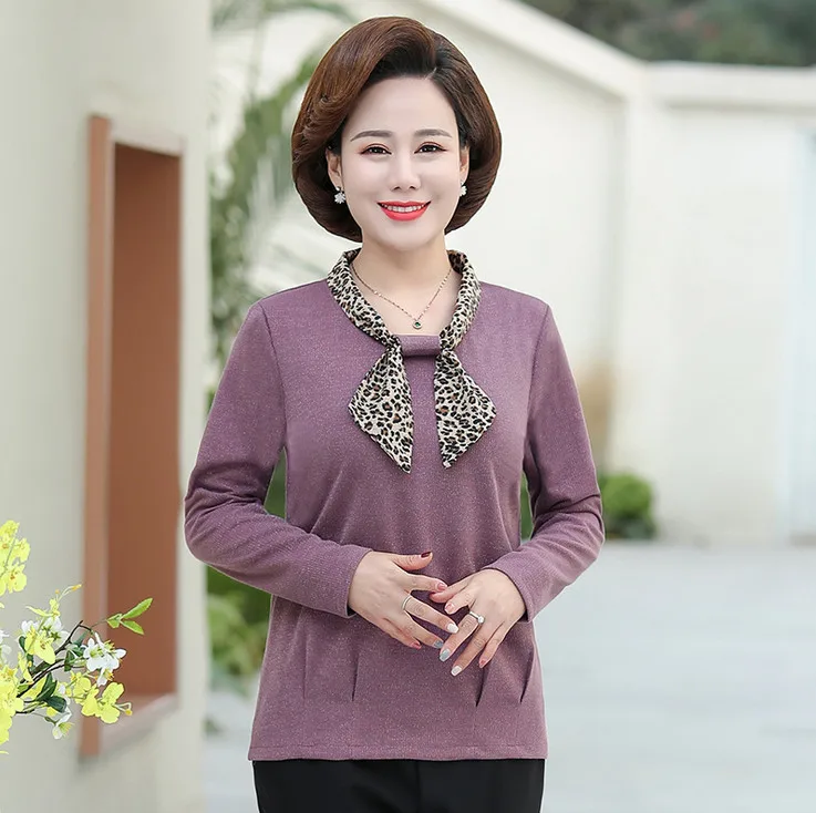 Рубашка с длинным рукавом для женщин среднего возраста Весна Осень Нижняя