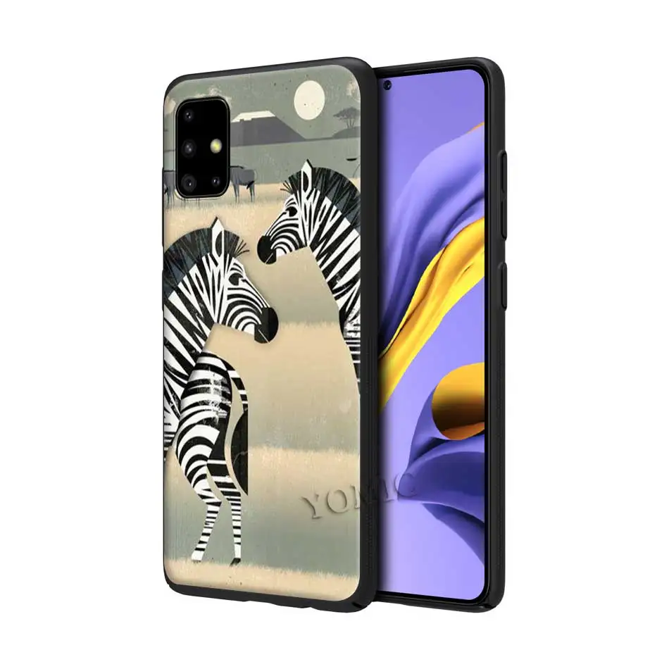 

Cute Cartoon Zebra Case for Samsung Galaxy A50 A51 A70 A71 A10 A20 E A30 S A31 A40 A41 Silicone Black Soft Cell Phone Bags Cover