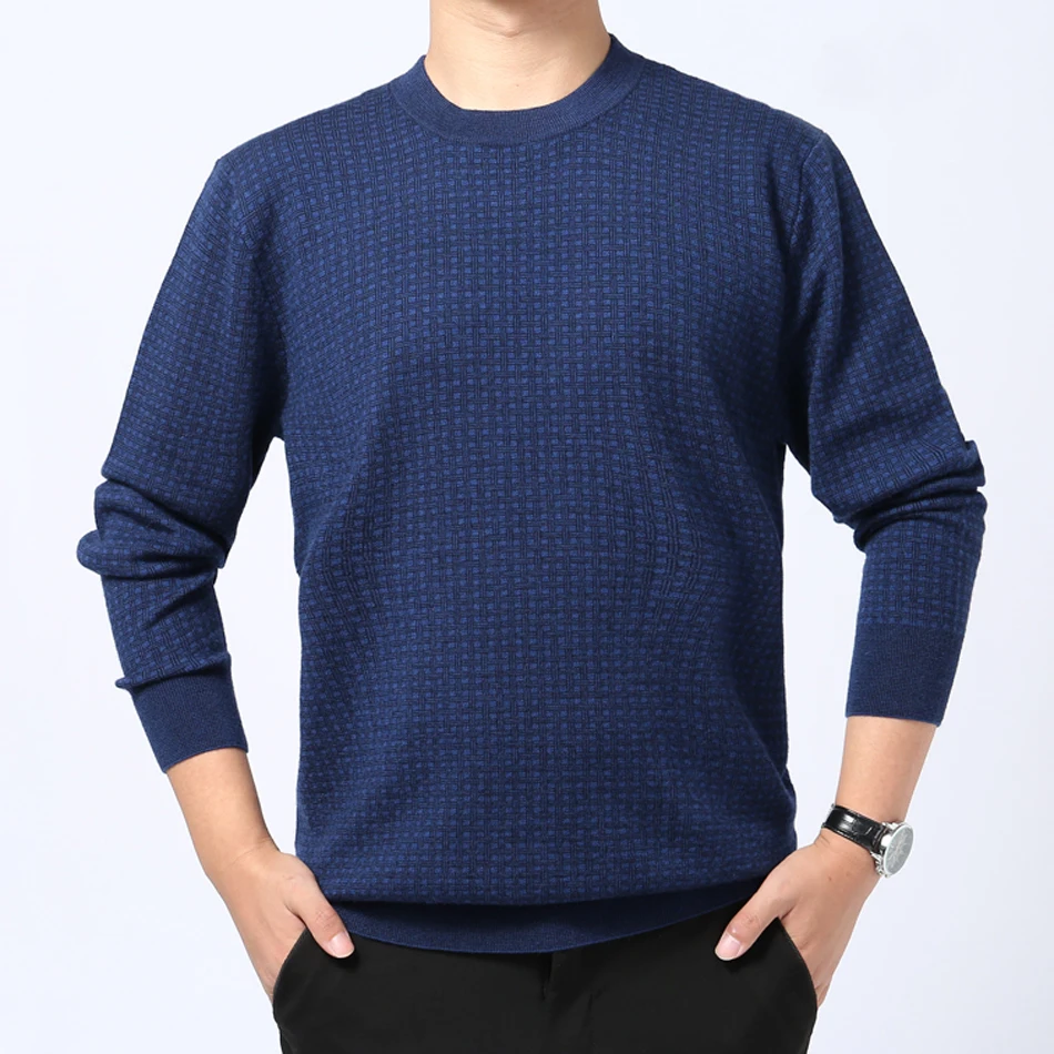 YJMY внутренний монгольский кашемировый свитер Мужчины Crewneck Весна Осень вязать в магазине Slava - Цвет: Blue 2