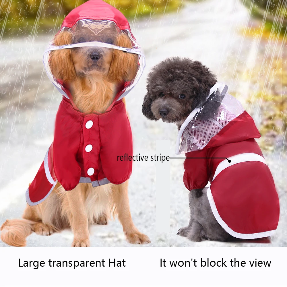 

Dog Raincoat Pet Clothes Jumpsuit Waterproof Rainproof Hoodie360 Â° Transparent brim Raincoat Jacket Dogs Water Resistant Clothes