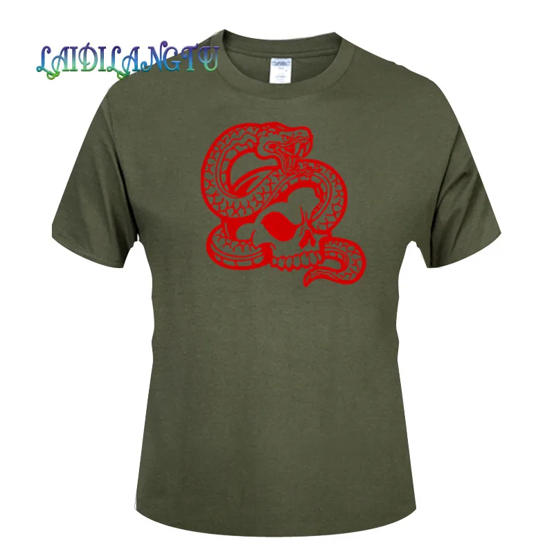 

Hip Hop t shirt Men Tees Fashion SkullSkull Snake Print Summer T-Shirt 2019Tees Shirts US Size XS-3XL