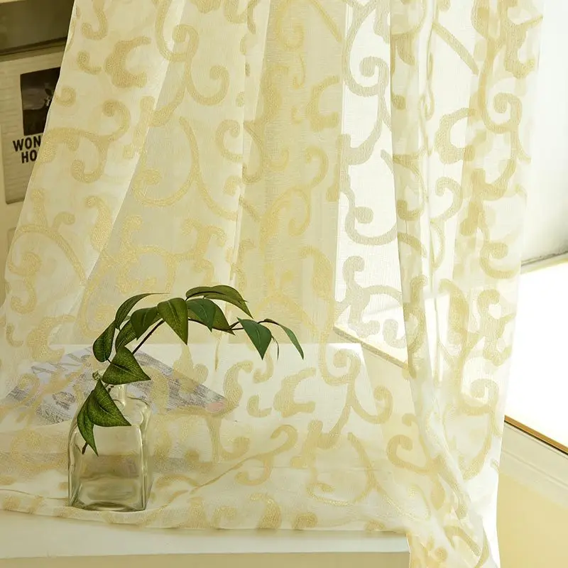 Готический домашний декор золотистые тюлевые шторы занавески для гостиной