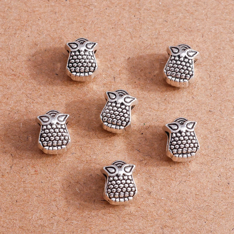 

15pcs Retro Silver Color Alloy Owl Charms Beads for Jewelry Making Bracelets Loose Spacer Beads DIY Handmade Crafts Accessories